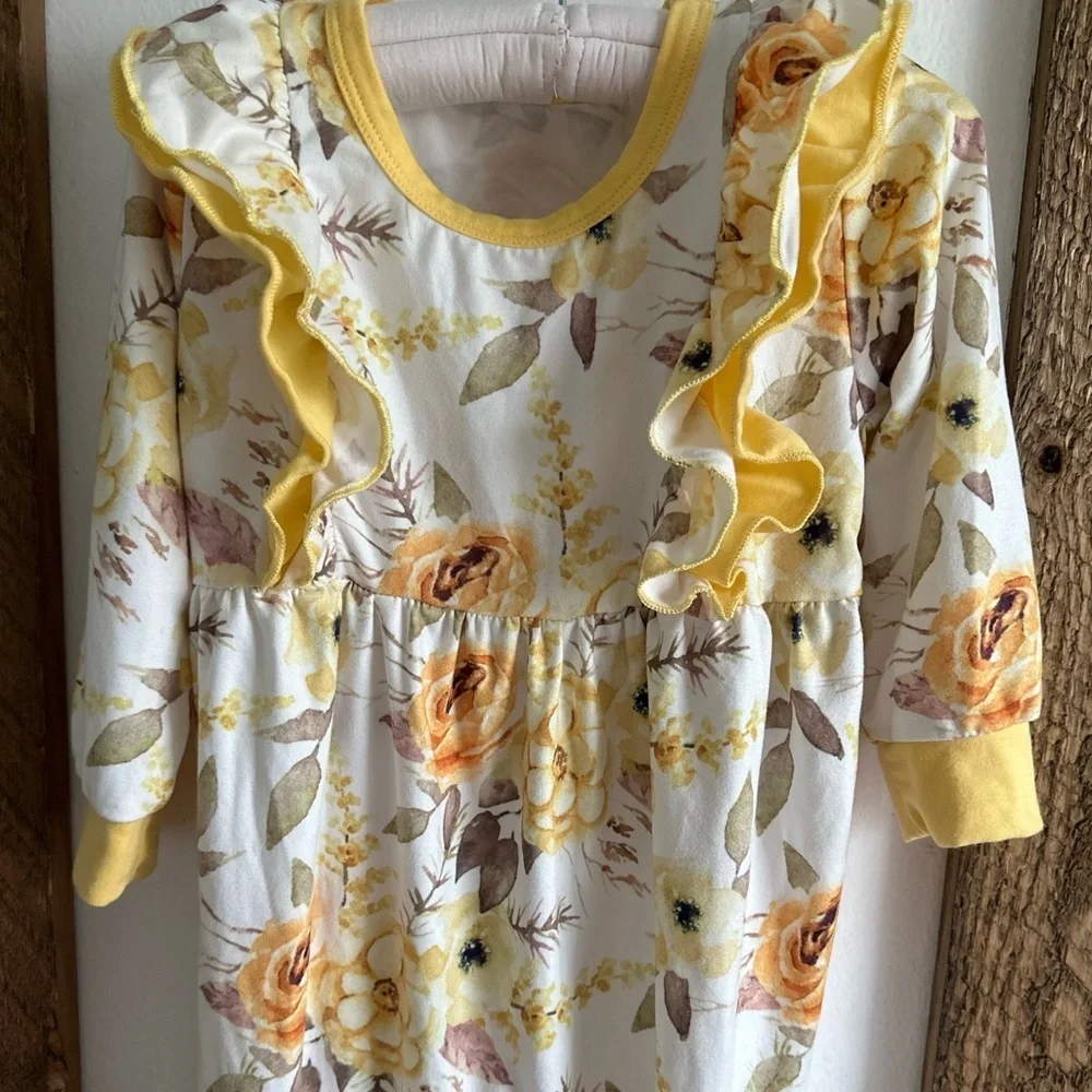 Boutique Harvest Rustic Floral Jumpsuit Romper Pajamas Baby Girl 12-18 Months